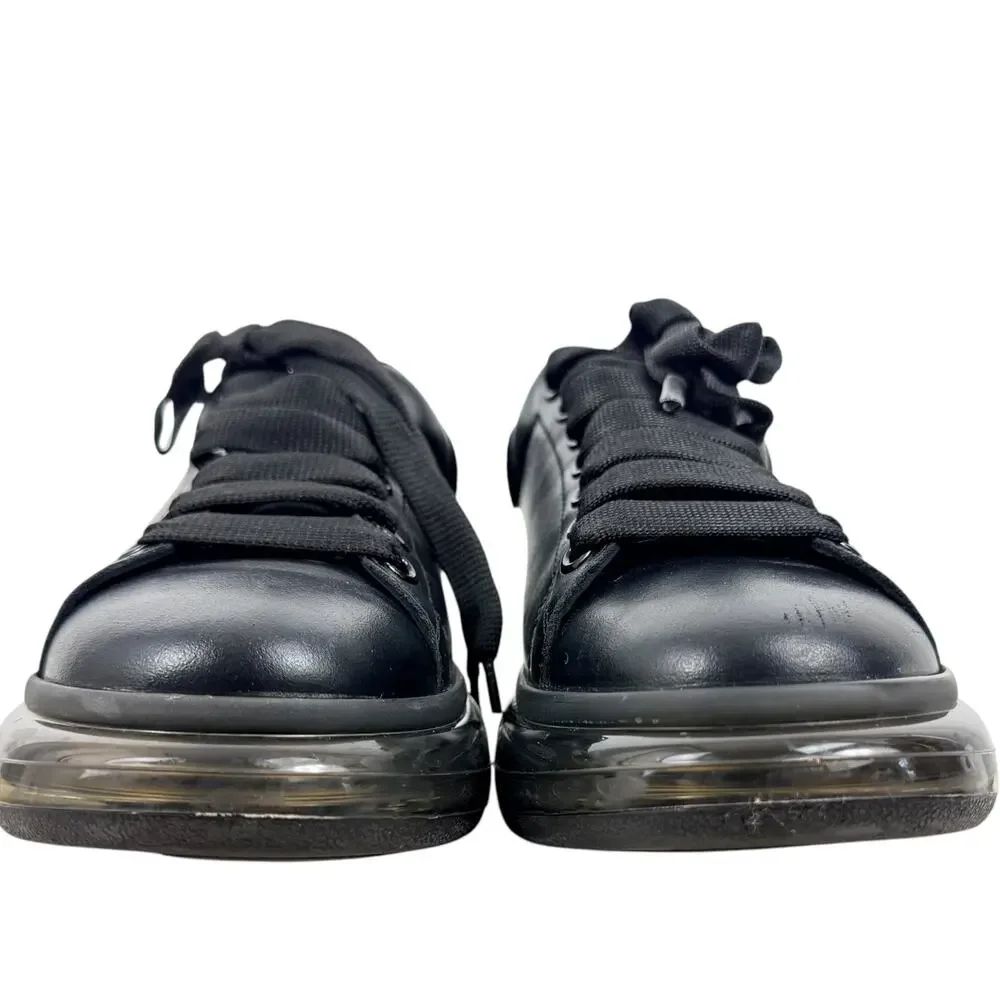Alexander Mcqueen Oversized Glitter Clear Sole Leather Sneakers Black Size 38.5